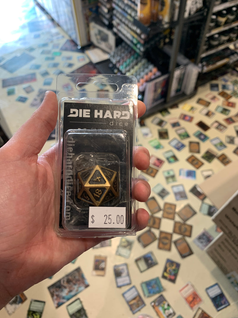 Dice Metal D20 Mythica Battleworn Gold