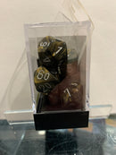 Chessex D7-Die Set Dice Leaf Black Gold/Silver  (7 Dice in Display)