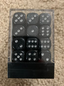 Chessex D6 Dice Borealis 12mm Smoke/Silver (36 Dice in Display)