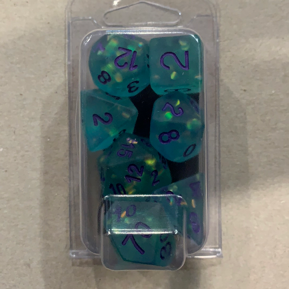 MDG 16mm Resin Polyhedral Dice Set: Icy Opal Teal