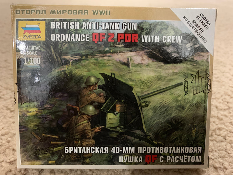 Zvezda 6169 1/100 British QF 2-pdr Anti Tank Gun w/crew Plastic Model Kit