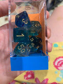 Chessex D7-Die Set Dice Nebula Oceanic Gold  (7 Dice in Display)