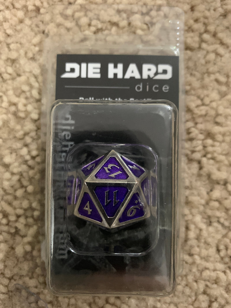 Die Hard Dice - Mythica Platinum Amethyst D20 Metal