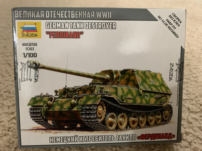 Zvezda 6195 1/100 Sd.Kfz.184 Ferdinand Heavy Tank Destroyer Plastic Model Kit