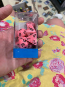 Chessex D7-Die Set Dice Vortex Snow Pink/black  (7 Dice in Display)