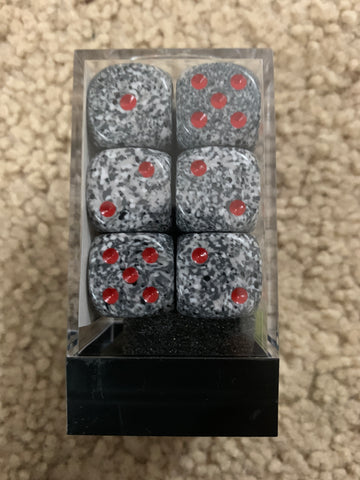 Chessex D6 Dice Speckled 16mm Granite (12 Dice in Display)