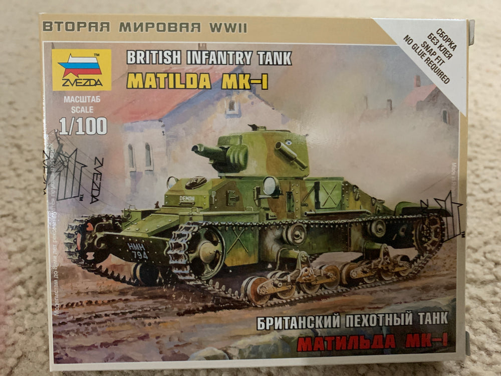 Zvezda 6191 1/100 British Light Tank "Matilda Mk I" Plastic Model Kit