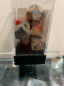 Chessex D7-Die Set Dice Gemini Orange Steel/Gold (7 Dice in Display)