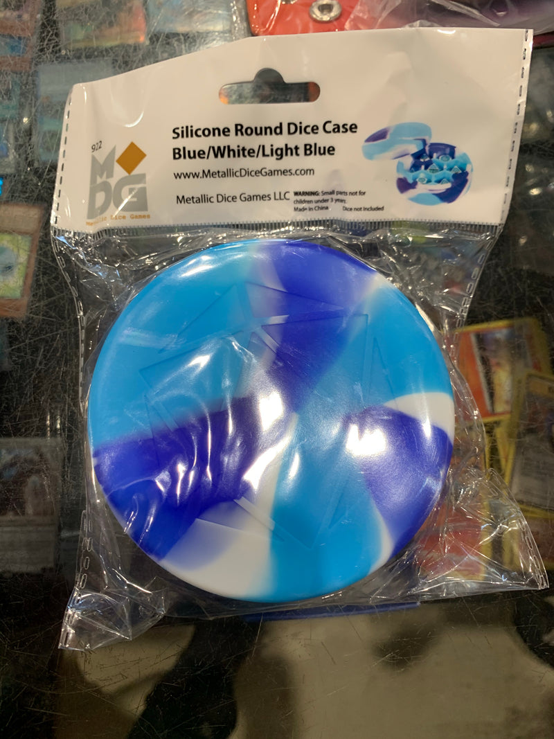 MDG Silicone Dice Case Round - Blue/White/Light Blue
