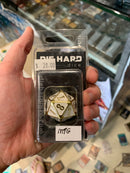 Dice Metal MTG D20 Shiny Gold W/White