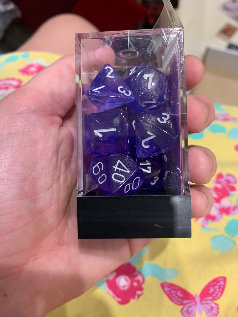 Chessex D7-Die Set Dice Borealis Purple/White  (7 Dice in Display)
