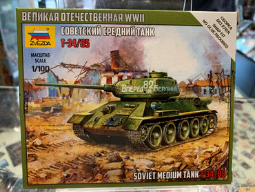 Zvezda 6160 1/100 Soviet Tank T-34/85 Plastic Model Kit