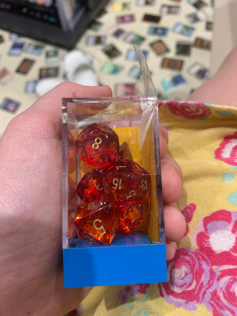 Chessex D7-Die Set Dice Gemini Red-Yellow  (7 Dice in Display)