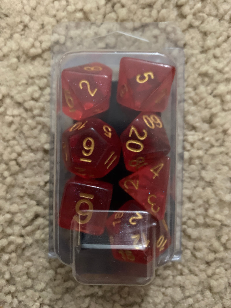 MDG 16mm Resin Polyhedral Dice Set: Unicorn Red