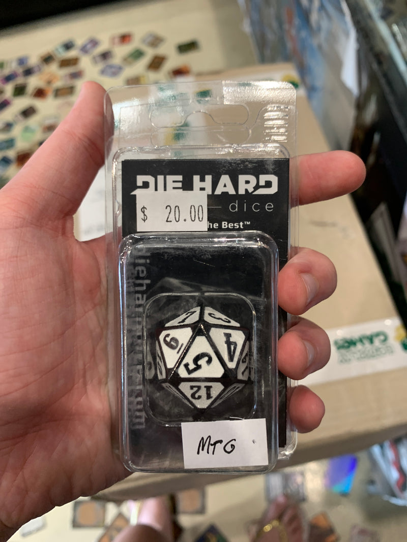 Dice Metal MTG D20 Sinister White