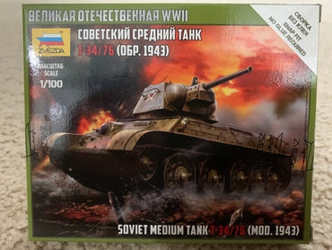 Zvezda 6159 1/100 Soviet Medium Tank T-34-76 mod.1942 Plastic Model Kit