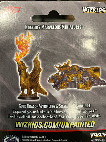 Miniature - Gold Dragon Wyrmling & Treasure