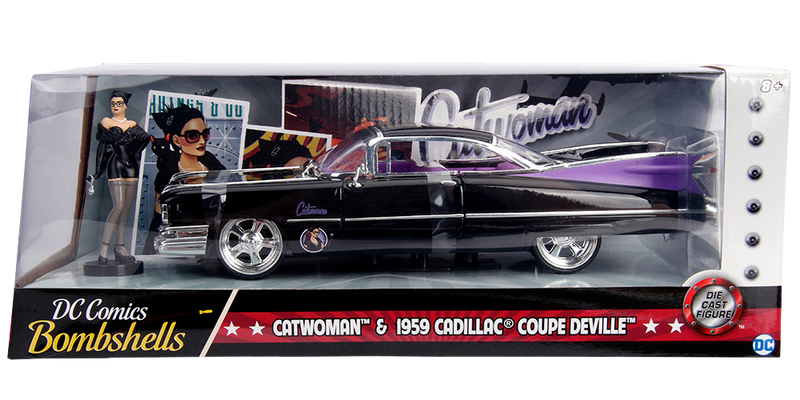 JADA - DC Bombshells - Catwoman 59 Cadillac 1:24 Hollywood Ride