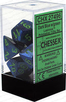 Chessex D7-Die Set Dice Lustrous Polyhedral Dark Blue/Green (7 Dice in Display)