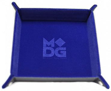 MDG Fold Up Velvet Dice Tray w/ PU Leather Backing: Blue