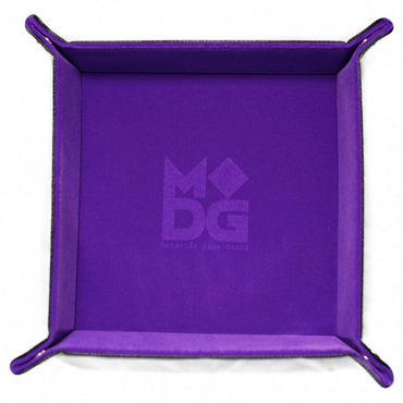 MDG Fold Up Velvet Dice Tray w/ PU Leather Backing: Purple