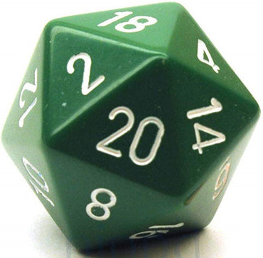 D20 Dice Opaque 34mm Green White