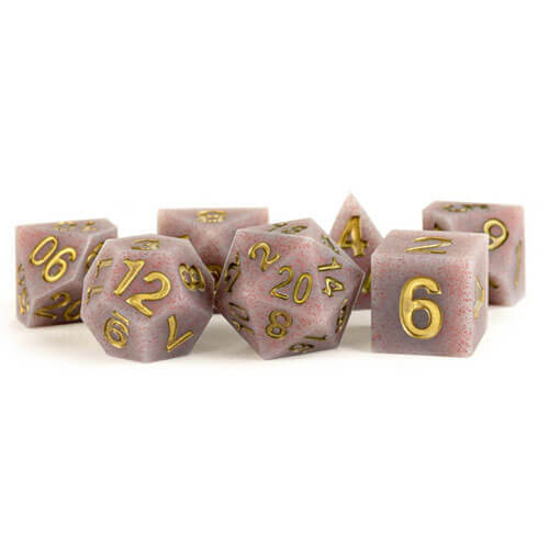 MDG 16mm Sharp Edge Silicone Rubber Polyhedral Dice Set: Volcanic Soot