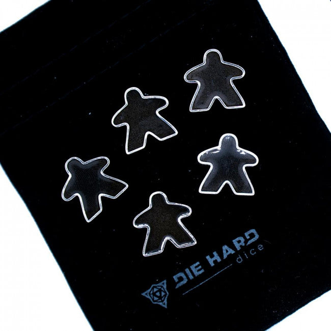 DHD Metal Meeples: Platinum Onyx Set of 5 with bag