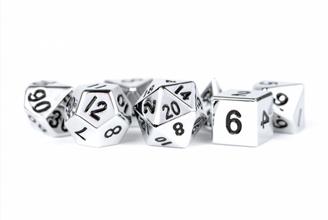 MDG 16mm Metal Polyhedral Dice Set: Silver
