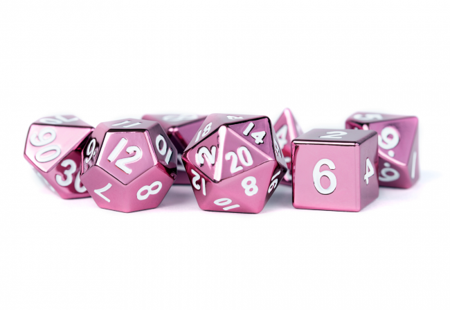 MDG 16mm Metal Polyhedral Dice Set: Pink
