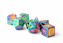 MDG 16mm Metal Polyhedral Dice Set: Torched Rainbow