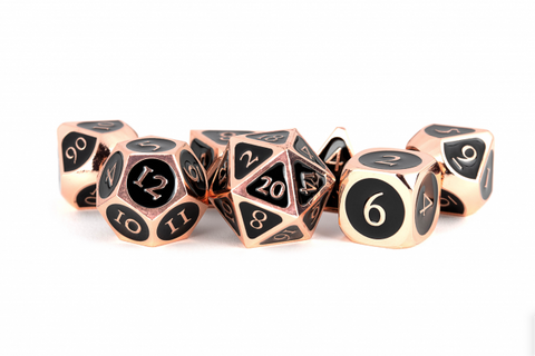 MDG 16mm Metal Polyhedral Dice Set: Copper w/ Black Enamel