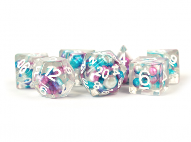 MDG Resin Pearl Polyhedral Dice Set 16mm - Gradient Purple/Teal/White