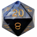 MDG 35mm Mega Acrylic d20: Blue/White w/ Gold Numbers