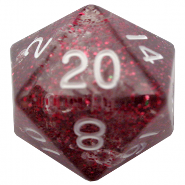 MDG 35mm Mega Acrylic d20: Ethereal Light Purple with White Numbers