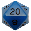 MDG 35mm Mega Acrylic d20: Glow Blue with Black Numbers