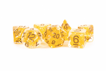 MDG Resin Polyhedral Dice Set 16mm - Pearl Citrine with Copper Numbers