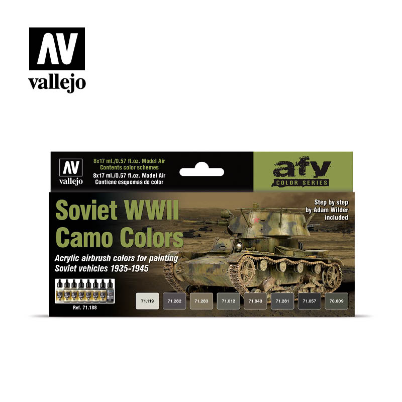 Vallejo 71188 Model Air Soviet AFV WWII Camo 8 Colour Acrylic Airbrush Paint Set