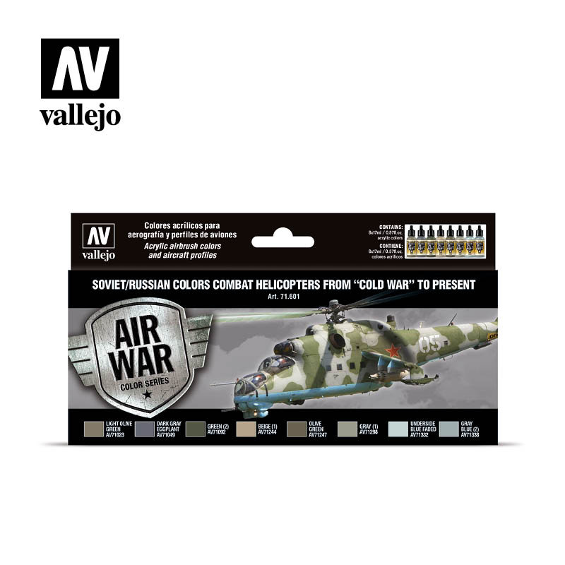 Vallejo 71601 Model Air Soviet / Russian Helicopters, post WWII to present (8) Acrylic Paint Set