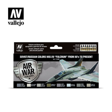 Vallejo 71605 Model Air Soviet / Russian MiG-29 "Fulcrum" from 80's to present (8) Acrylic Paint Set