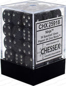 Chessex D6 Dice Speckled 12mm Ninja (36 Dice in Display)