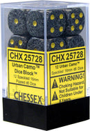 Chessex D6 Dice Speckled 16mm Urban Camo (12 Dice in Display)