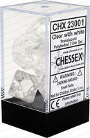 Chessex D7-Die Set Dice Translucent Polyhedral Clear/White (7 Dice in Display)