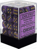 Chessex D6 Dice Vortex 12mm Purple/Gold (36 Dice in Display)